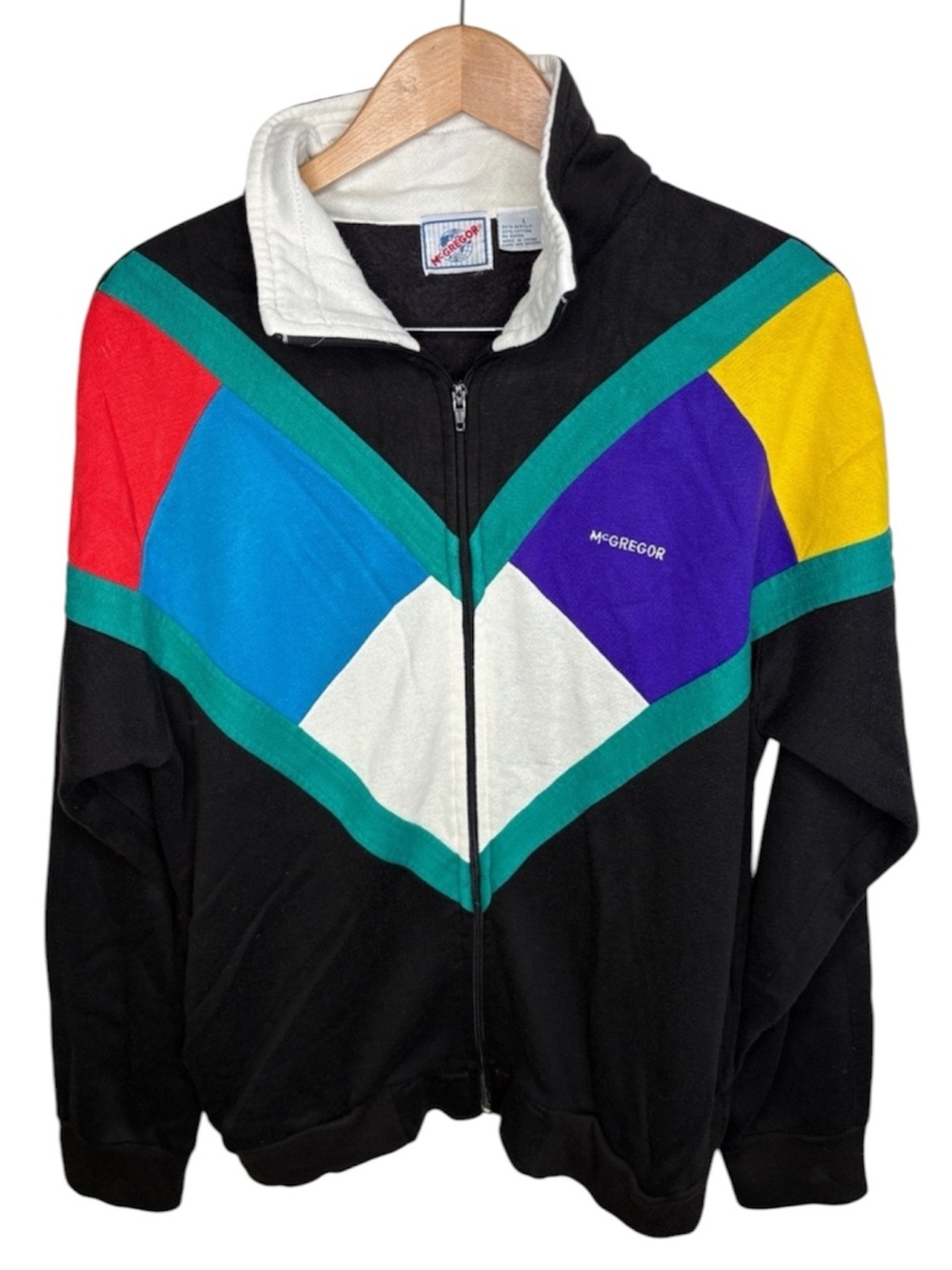 VTG McGregor Colorblock Full Zip Fleece Sweatshirt Jacket Men Size L